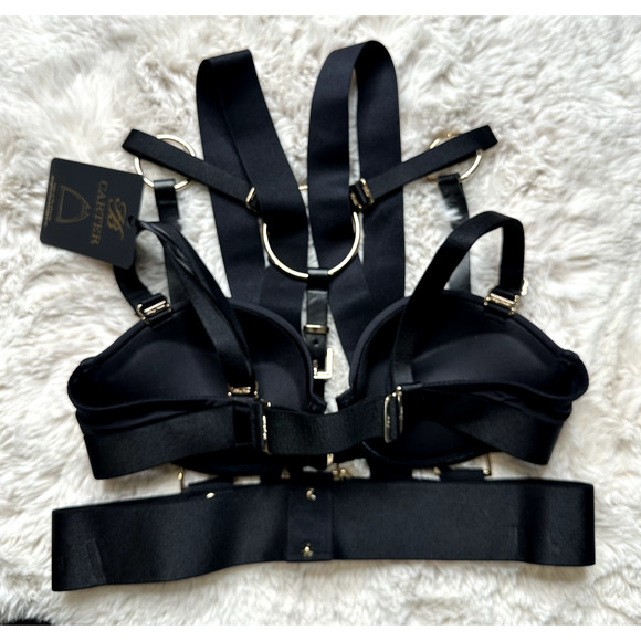 RARE🔥 Honey Birdette CARTER🖤 Black & Gold Bra + Harness 32DD - Picture 3 of 3